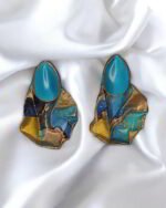 sea Waves  Earrings – Handmade Paper Mache - Image 3