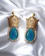 Pahlavi Crown – Handmade Paper Mache Earrings With Teardrop Stones - Image 6