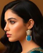 Pahlavi Crown – Handmade Paper Mache Earrings With Teardrop Stones - Image 5