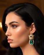 Crown – Handmade Paper Mache Earrings With Red And Green Crystal - Image 6