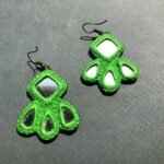 Handmade Persian Mirror Embroidery Drop Earrings – Green Lightweight Hook Design - Image 3