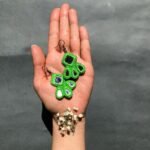 Handmade Persian Mirror Embroidery Drop Earrings – Green Lightweight Hook Design - Image 4