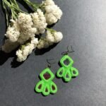 Handmade Persian Mirror Embroidery Drop Earrings – Green Lightweight Hook Design - Image 5