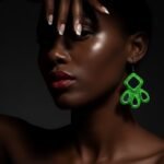 Handmade Persian Mirror Embroidery Drop Earrings – Green Lightweight Hook Design