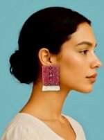 Carpet Earrings handmade paper mache - Image 2