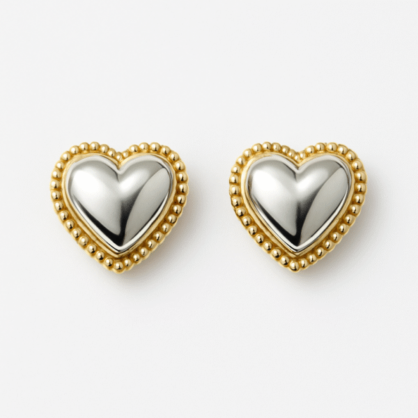 Silver bobble heart earrings