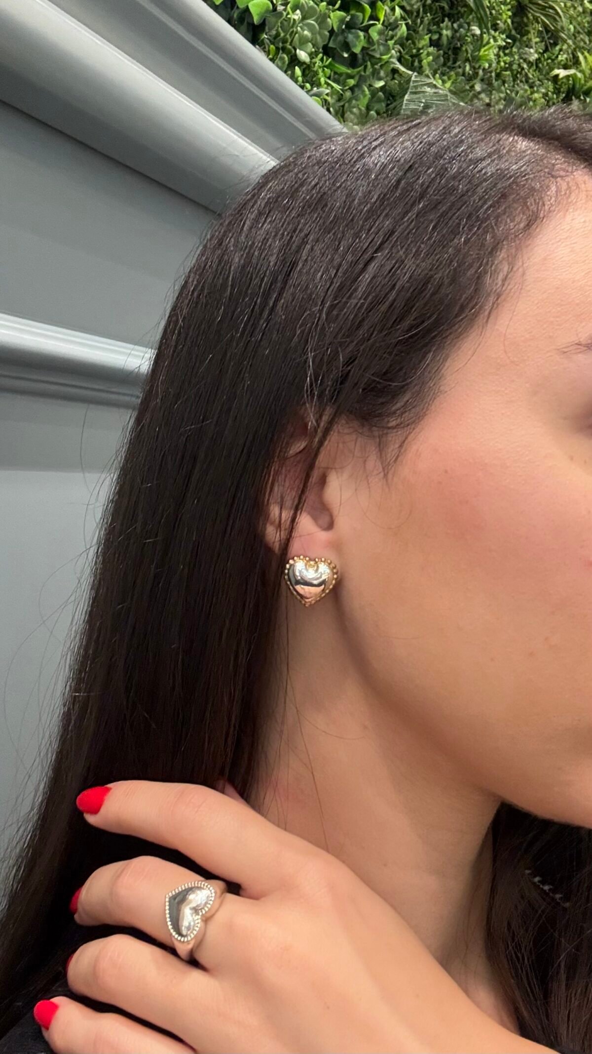 Silver bobble heart earrings - Image 2