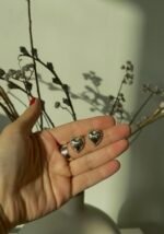 Silver bobble heart earrings - Image 3