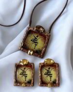 Hich – Handmade Paper Mache Earrings And Necklace Set - Image 4