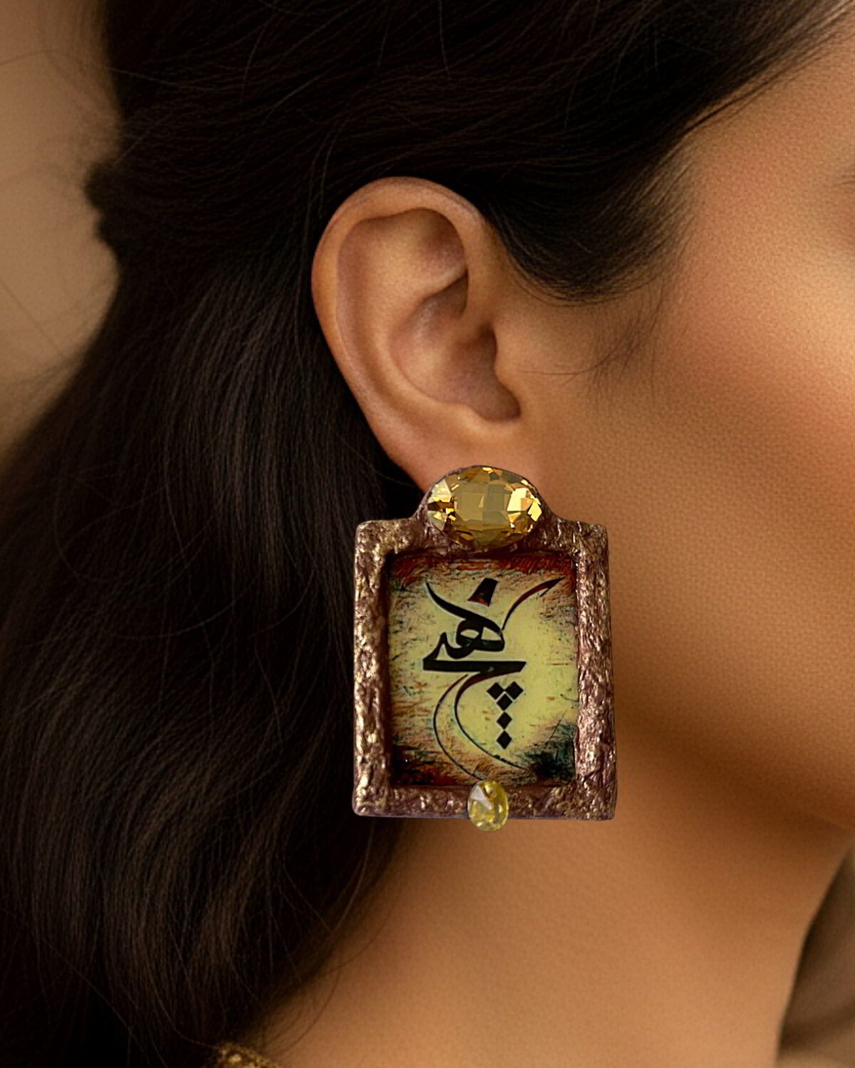 Hich – Handmade Paper Mache Earrings And Necklace Set - Image 2