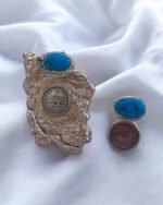 Vatan – Handmade Paper Mache Earrings With Pahlavi coins - Image 4