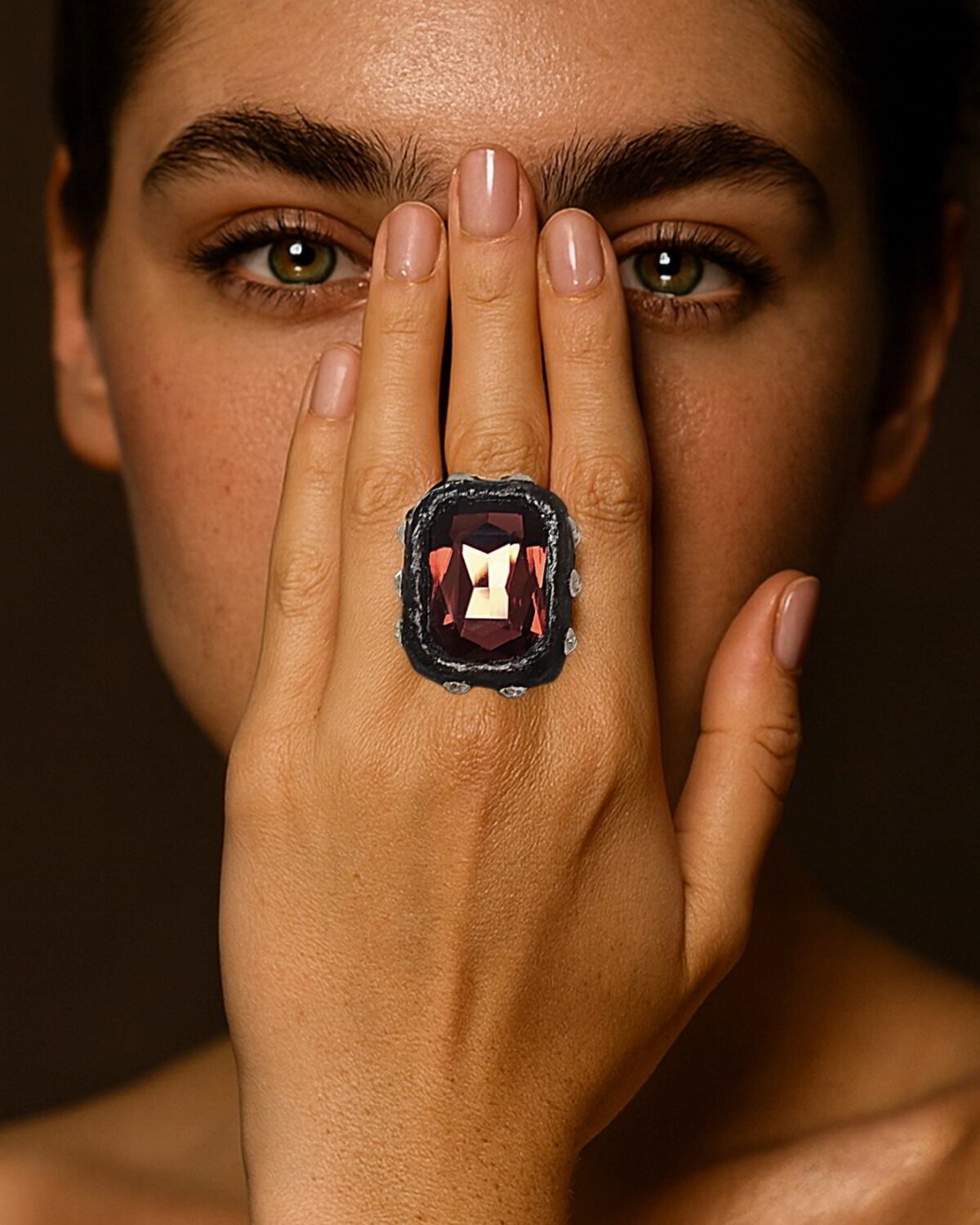 Sunset Mirror Paper Mache Ring - Adjustable - Image 2