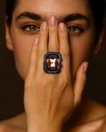 Sunset Mirror Paper Mache Ring - Adjustable - Image 2