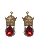 Crown – Handmade Paper Mache Earrings With Red And Green Crystal