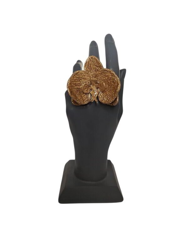Golden Orchid Paper Mache Ring – Adjustable