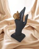 Golden Orchid Paper Mache Ring – Adjustable - Image 5