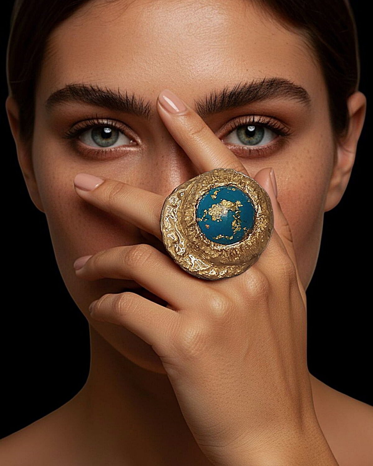 Sun And Moon Paper Mache Ring – Adjustable - Image 2