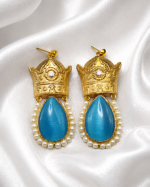 Crown – Handmade Paper Mache Earrings With Red, Green, blue Crystal - Image 21