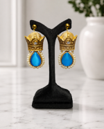 Crown – Handmade Paper Mache Earrings With Red, Green, blue Crystal - Image 17