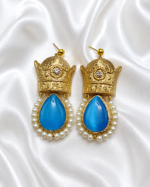 Crown – Handmade Paper Mache Earrings With Red, Green, blue Crystal - Image 18