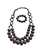 Handmade Paper Mache Patina Necklace And Bangle Set