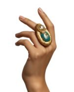 Turquoise Dawn Paper Mache Ring – Adjustable