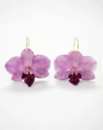 Earrings with Purple Phalaenopsis Miniature Orchid