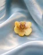 Handmade Dendrobium Orchid Bud Brooch With Background