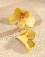 Handmade Dendrobium Orchid Bud Earrings With Background