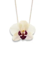 Handmade Mini Real Orchid Necklace – 18K Gold Plated Silver Chain