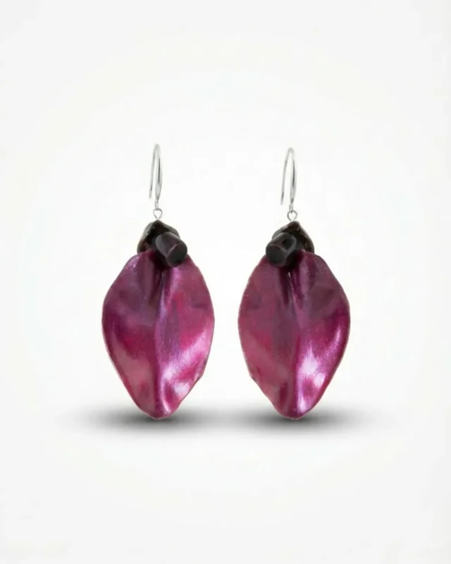 Handmade Natural Flower Petal Drop Earrings