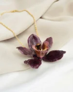 Handmade Real Burgundy Dendrobium Orchid Necklace With Background
