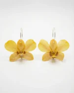 Handmade Real Dendrobium Orchid Hoop Earrings