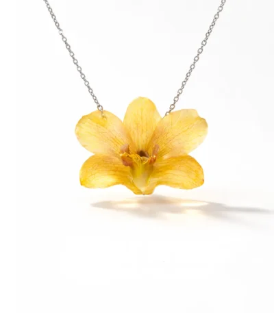 Handmade Real Yellow Dendrobium Orchid Necklace