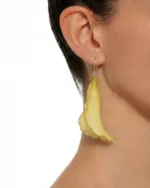 Handmade Real Lemon Calla Lily Earrings On Model