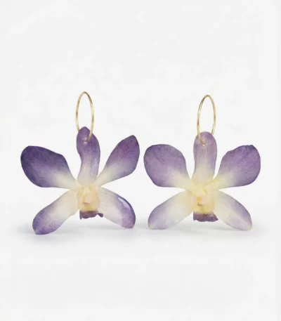 Handmade Real Orchid Earrings Covered By UV Resin