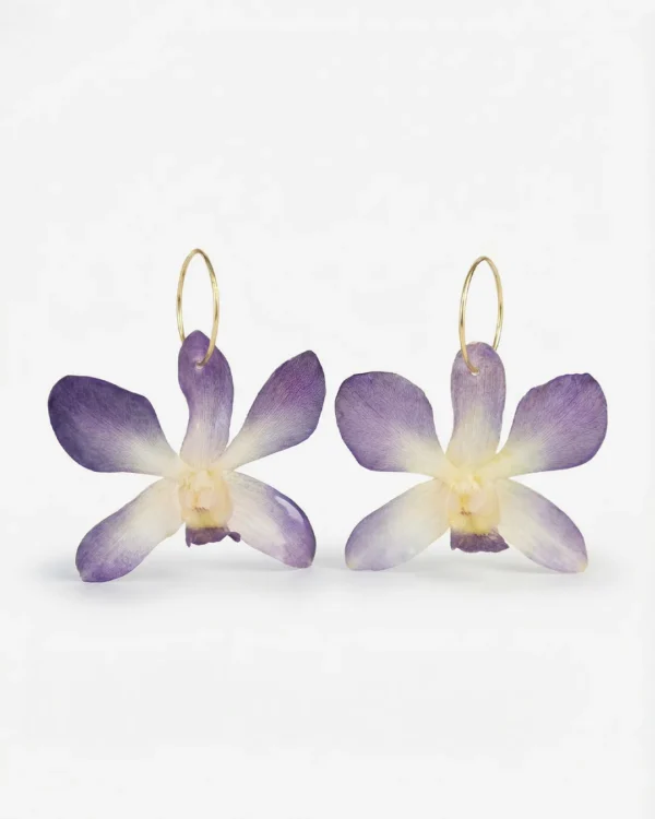 Handmade Real Orchid Earrings Covered By UV Resin