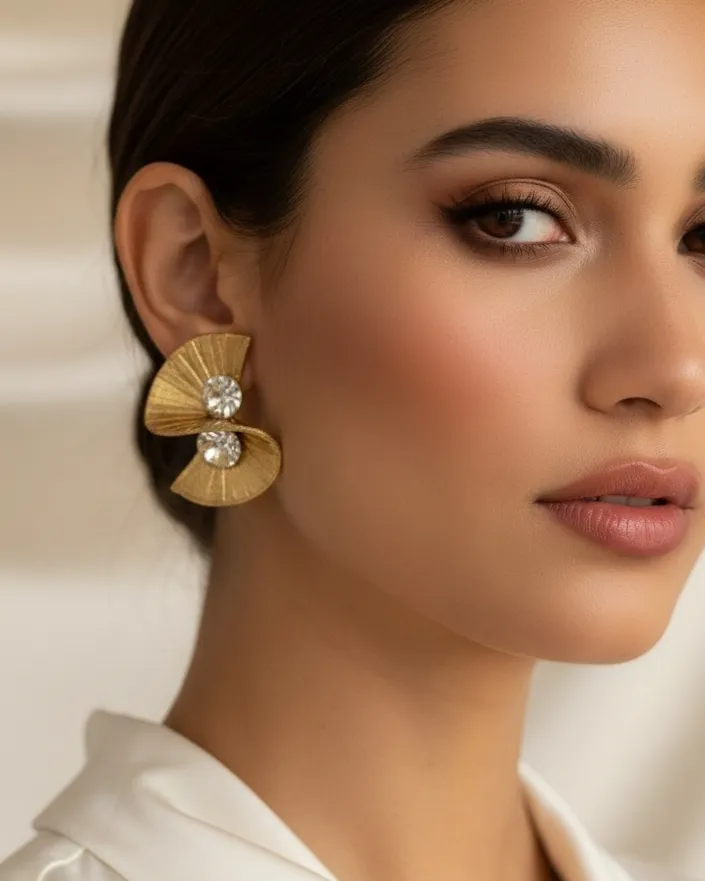 Radiant Sunrise Gold Crystal Earrings - Image 2