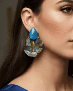 sea Waves  Earrings – Handmade Paper Mache - Image 2