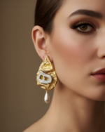 Golden Hich Cypress Handmade Paper Mache Earrings - Image 2