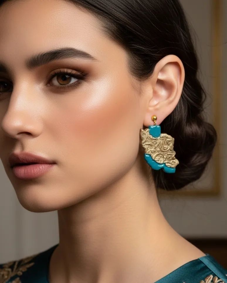 Handcrafted "Vatan" Calligraphy - Paper Mache Earrings - Image 2