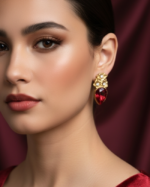 Spring Blossom Ruby Paper Mache Earrings - Image 2