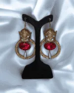 Royal Pahlavi Crown Handcrafted Golden Dangle Earrings - Image 5