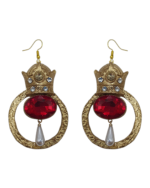 Royal Pahlavi Crown Handcrafted Golden Dangle Earrings