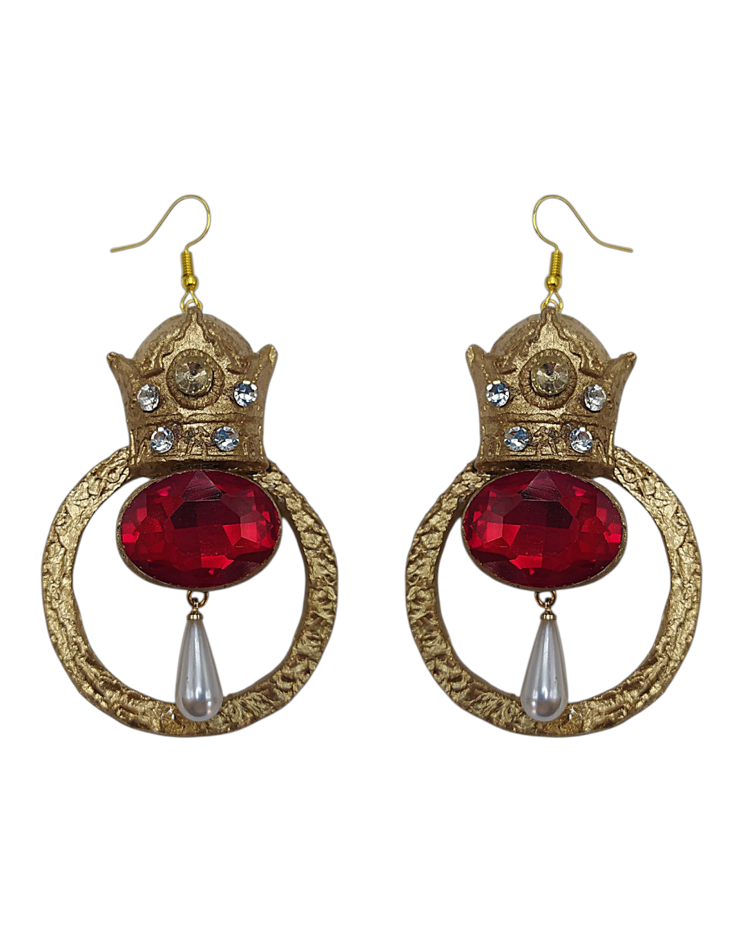 IMG_20260209_202008 Royal Pahlavi Crown Handcrafted Golden Dangle Earrings - Image 1