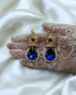 Crown – Handmade Paper Mache Earrings With Red And Green Crystal - Image 11