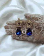 Crown – Handmade Paper Mache Earrings With Red And Green Crystal - Image 15