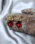 Spring Blossom Ruby Paper Mache Earrings - Image 4