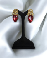 Spring Blossom Ruby Paper Mache Earrings - Image 5