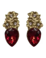 Spring Blossom Ruby Paper Mache Earrings